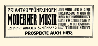 Ankündigung für Arnold Schönbergs Privataufführungen, © IMAGNO/Austrian Archives