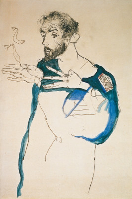 Gustav Klimt in seinem blauen Arbeitskittel, © IMAGNO/Austrian Archives