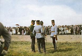 Franz Joseph I mit Gerälen bei der jährlichen Parade