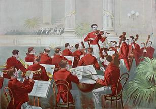 Johann Strauß Sohn mit seinem Orchester