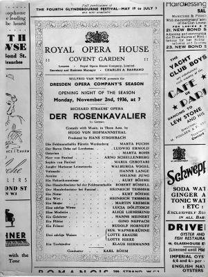 Theaterzettel einer Aufführung des Rosenkavaliers, © IMAGNO/Austrian Archives (S)