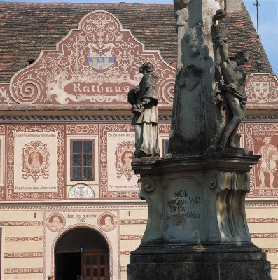 Dreifaltigkeitssäule und Rathaus von Drosendorf, © IMAGNO/Gerhard Trumler