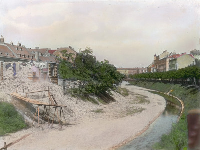 Der unregulierte Wienfluss am Magdalenengrund, © IMAGNO/Öst. Volkshochschularchiv