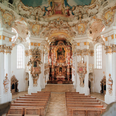 Innenansicht der Wallfahrtskirche Wies, © IMAGNO/Gerhard Trumler