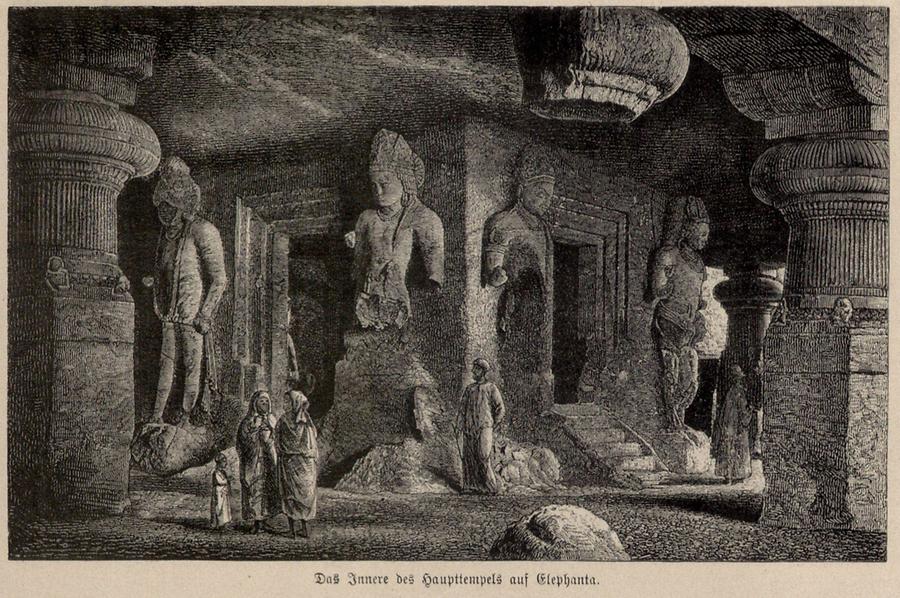 Illustration Das Innere des Haupttempels auf Elephanta