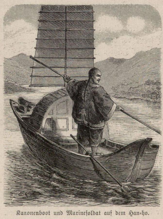 Illustration Kanonenboot und Marinesoldat auf dem Han-ho