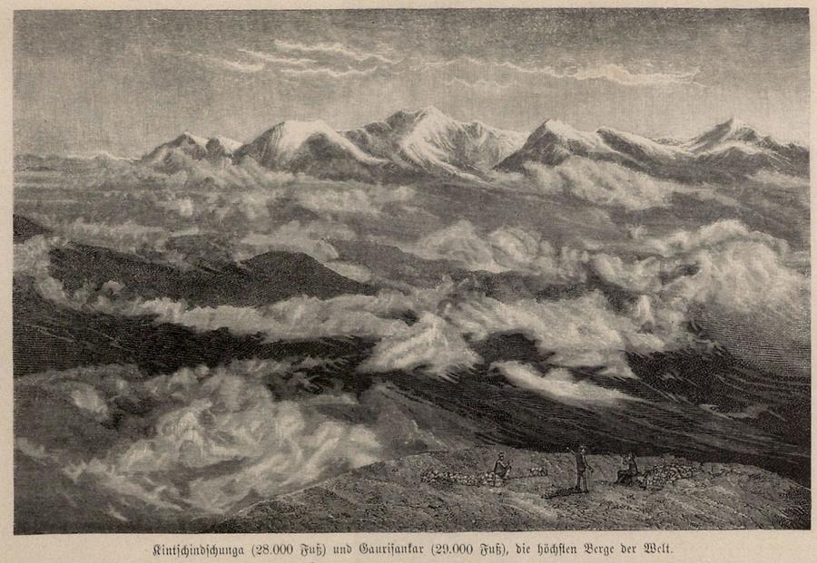 Illustration Kintschindschunga und Gaurisankar, die höchsten Berge der Welt