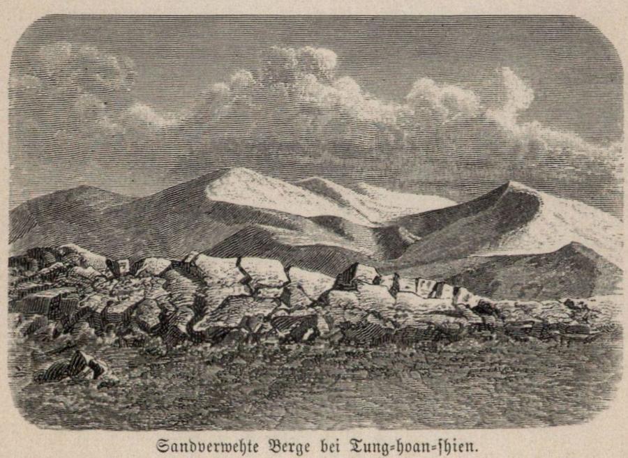 Illustration Sandverwehte Berge bei Tung-hoan-shien