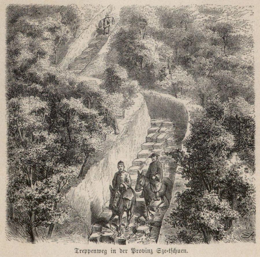 Illustration Treppenweg in der Provinz Sze-tschuen