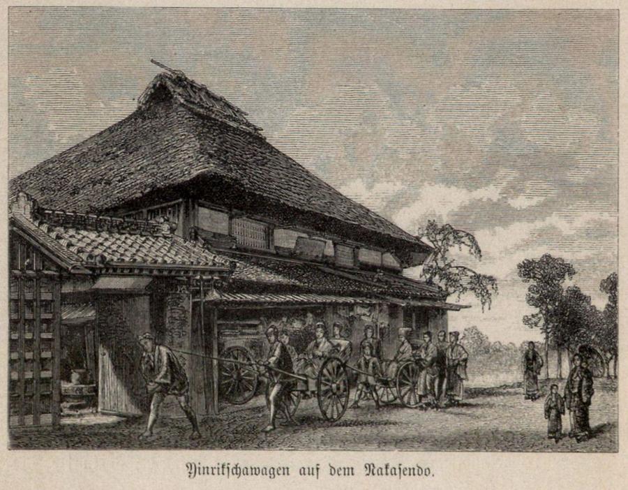 Illustration Yinrikschawagen auf dem Nakasendo