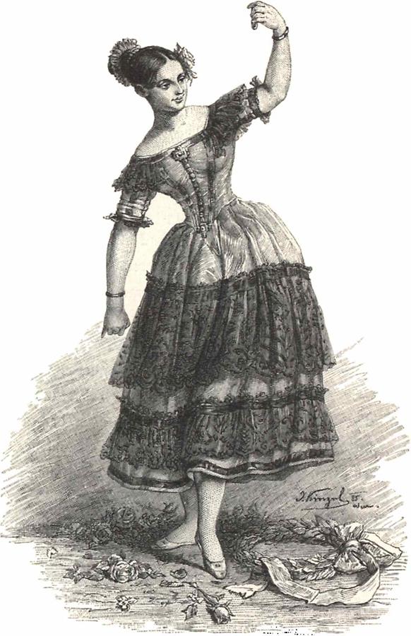Illustration Fanny Elßler; tanzend