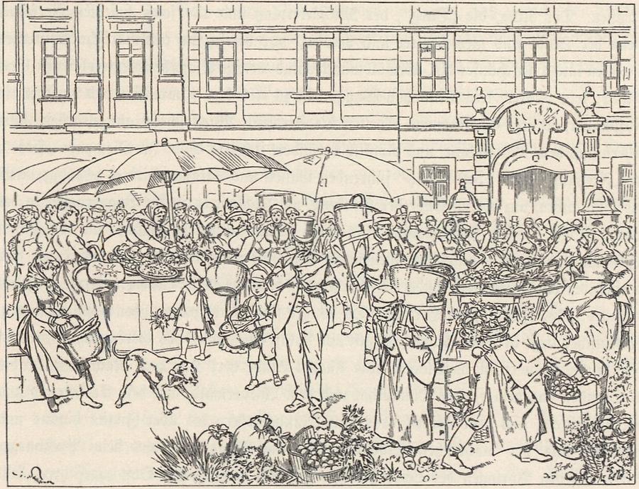 Illustration Wiener Marktbild