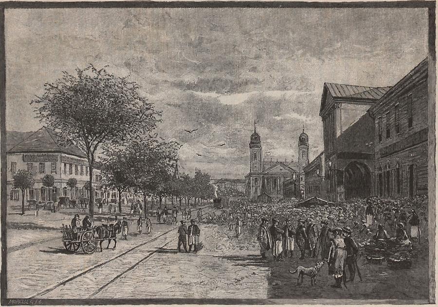 Illustration Hauptplatz von Debreczin