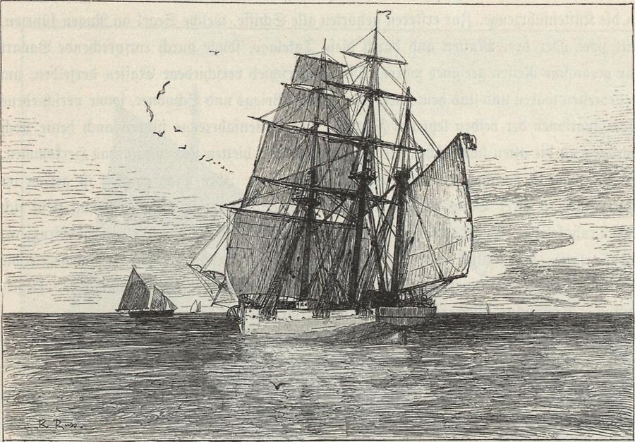 Illustration Barkschiff unter Segel