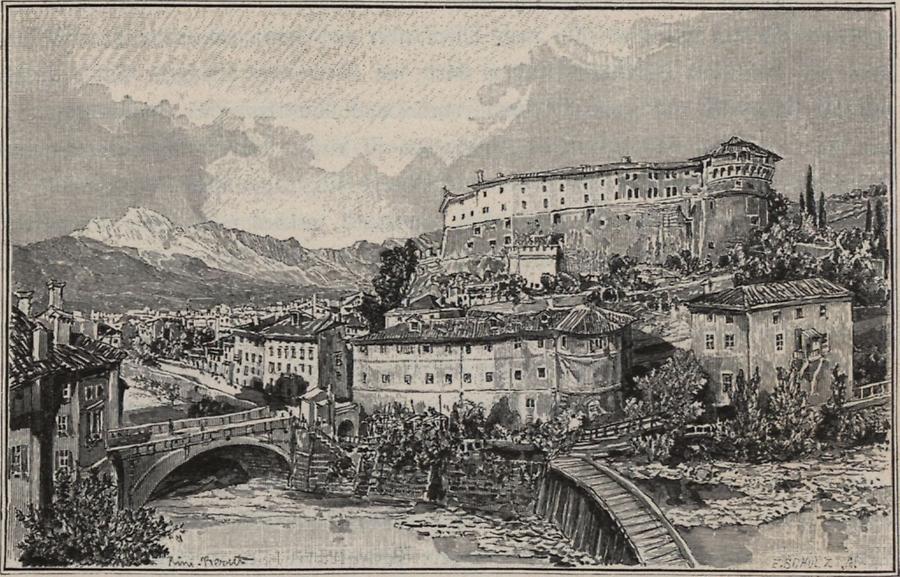 Illustration Rovereto mit Schloss