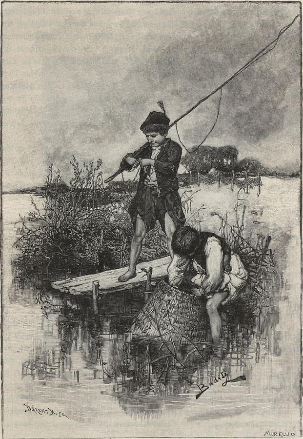 Illustration Fischende Knaben