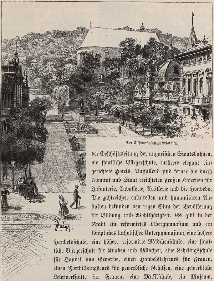 Illustration Elisabethplatz zu Miskolcz