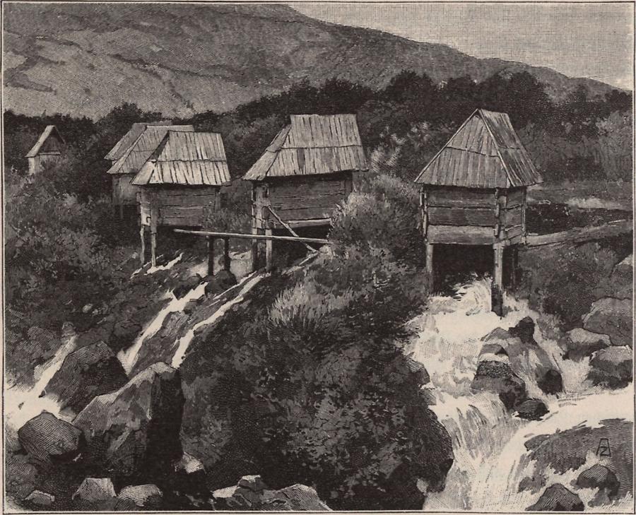 Illustration Mühlen am Plivaflusse