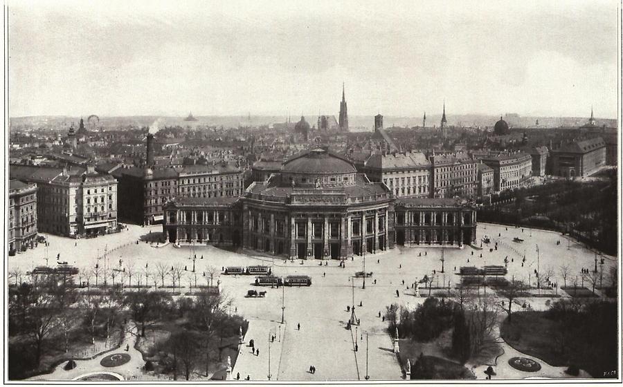 Illustration Wien: Hofburgtheater mit Blick auf den Stefansturm