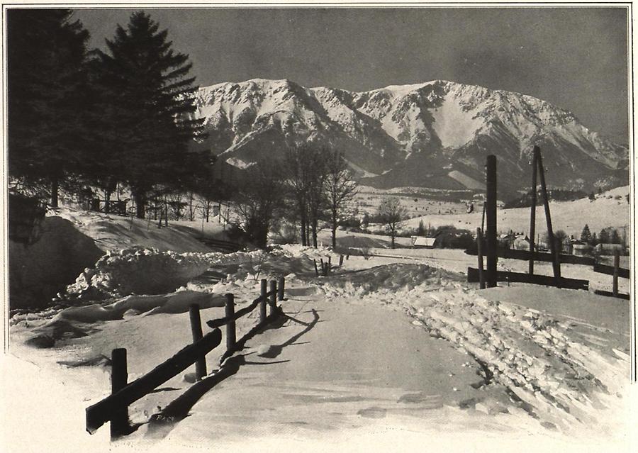 Illustration Der Hochschneeberg und Puchberger Talkessel im Winter