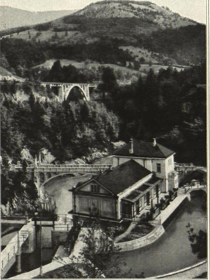 Illustration Steyrthalbahn, Klamm Agonitz Elektrizitätswerk und Eisenbahnbrücke beim Steyr-Durchbruch