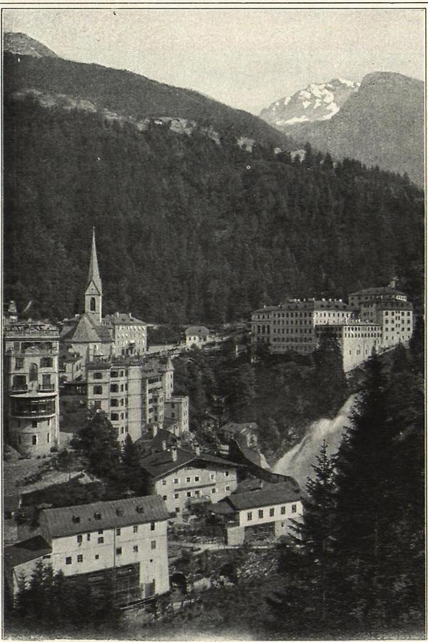 Illustration Bad Gastein mit dem Wasserfall der Gasteiner Ache