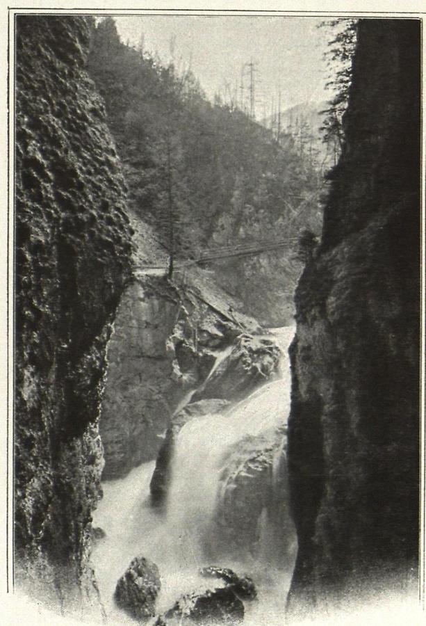 Illustration Kitzlochklamm. Rauriser Ache bei Lend 100 Meter hoher Fall in 4 Absätzen bei Taxenbach