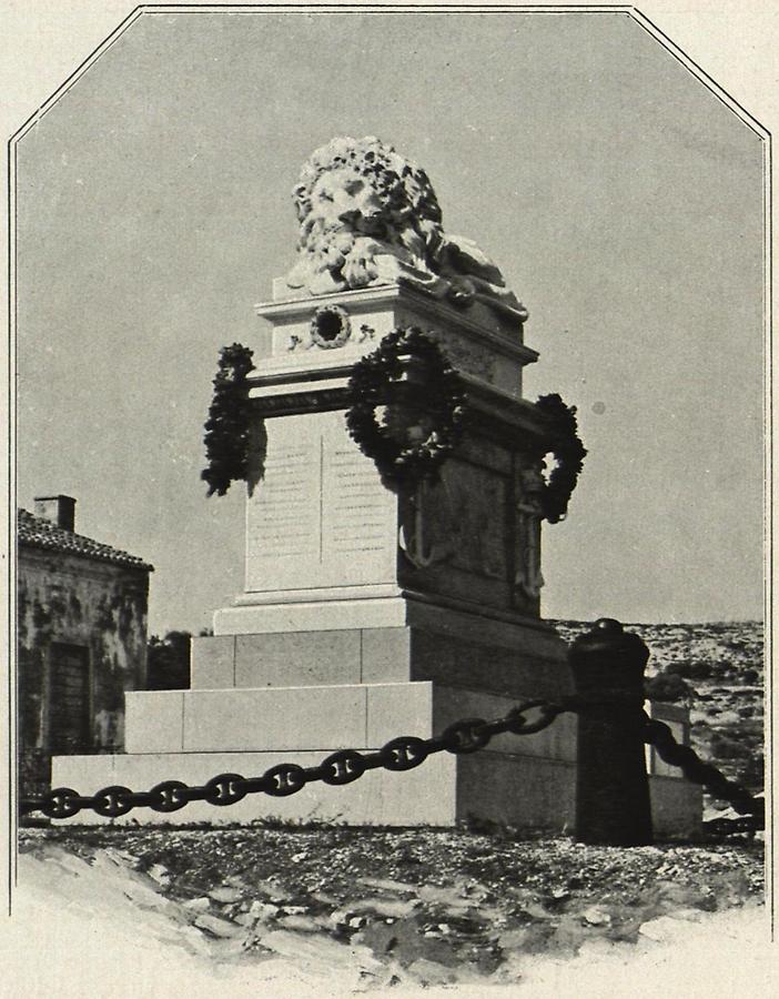 Illustration Lissa: Denkmal zur Erinnerung an die Schlacht bei Lissa