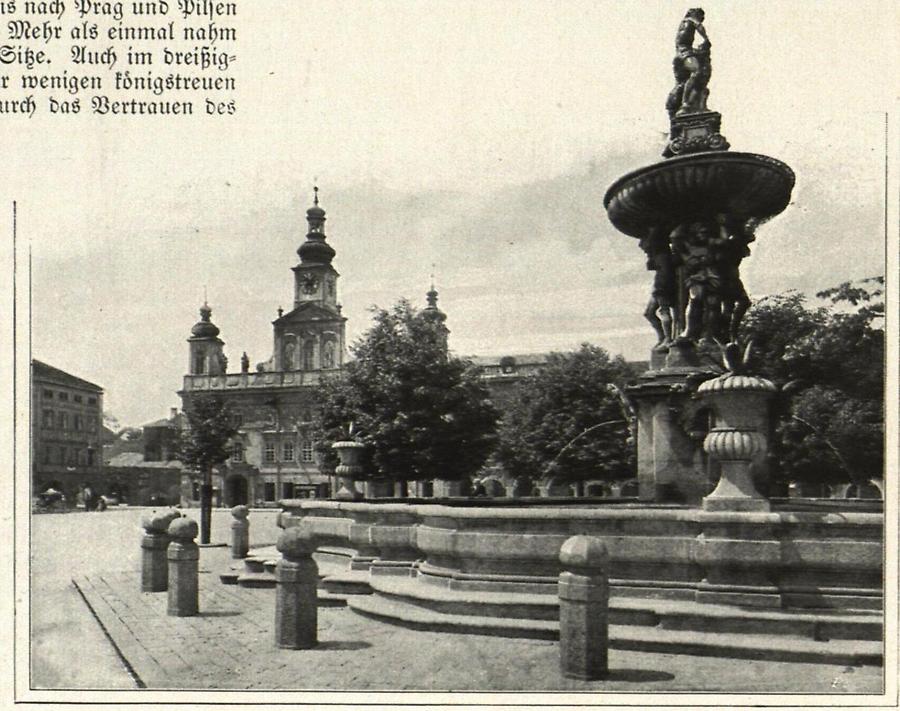 Illustration Budweis: Brunnen auf dem Ringplatz