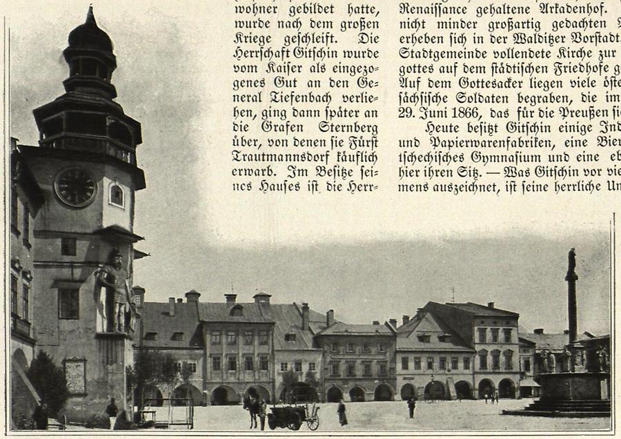 Illustration Arnau: Hauptplatz mit Rathaus