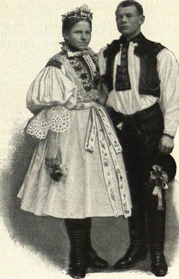 Illustration Slowakisches Brautpaar aus Südost-Mährcn