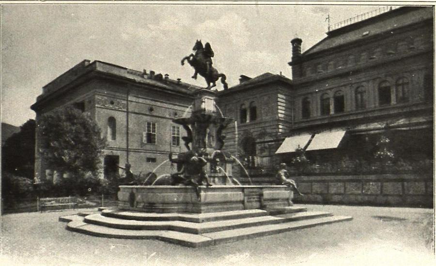 Illustration Innsbruck: Rennplatz mit dem Erzherzog Leopold-Brunnen