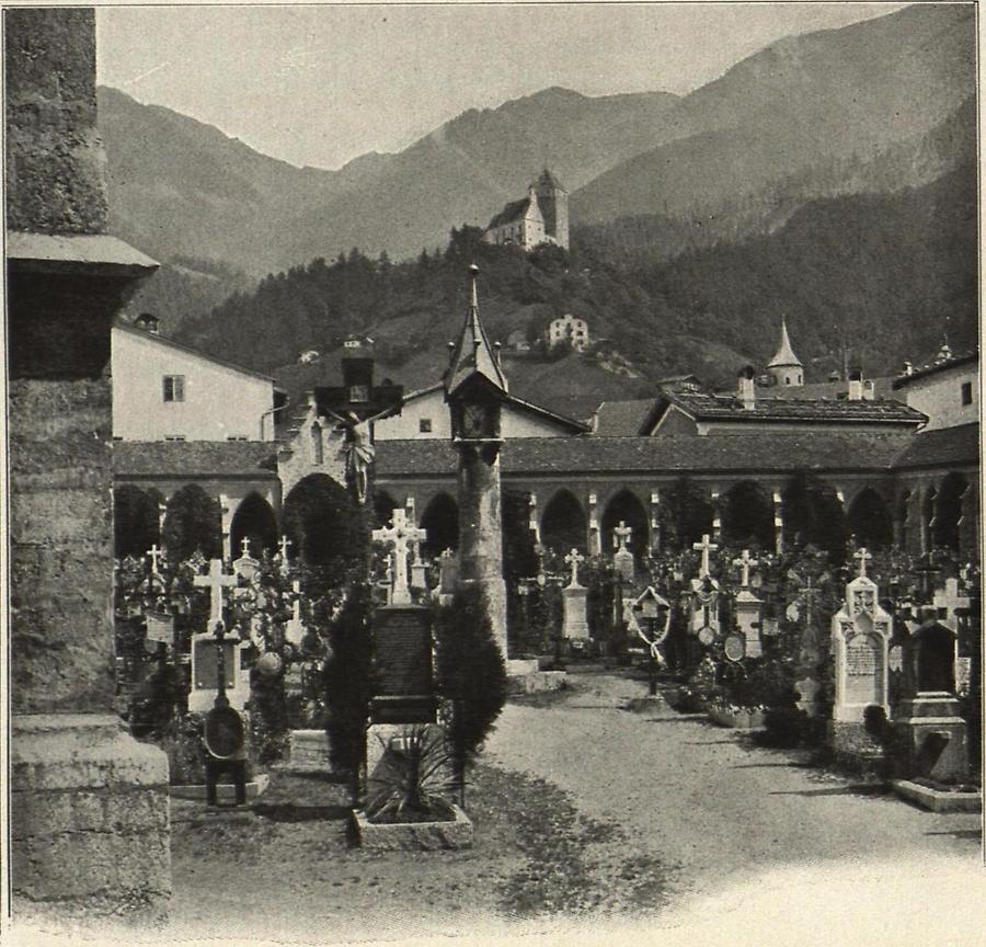 Illustration Burg Freundsberg bei Schwaz vom Schwazer Friedhofe aus