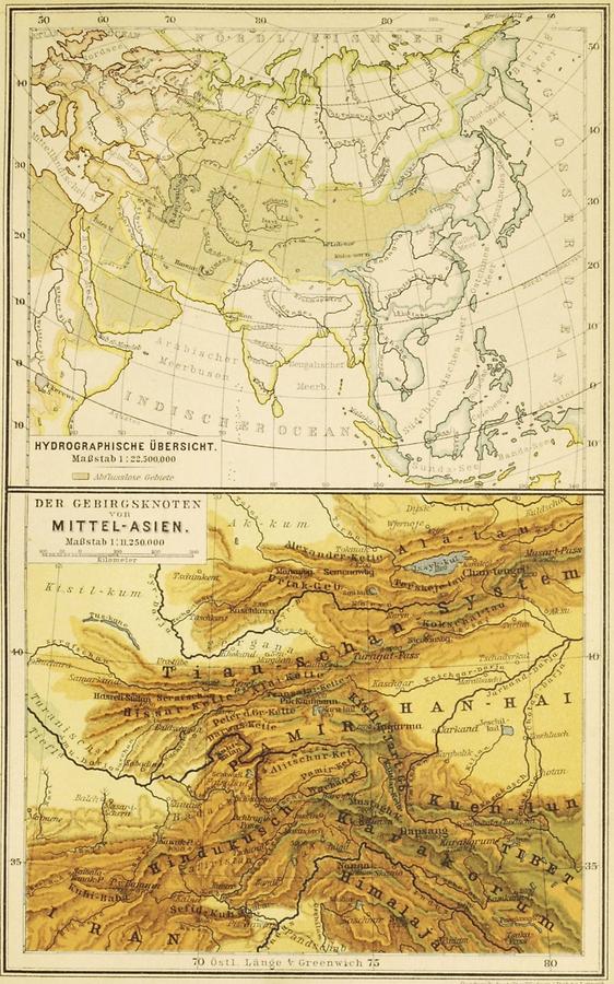 Illustration Hydrographische Übersicht, Gebirgsknoten von Mittel-Asien