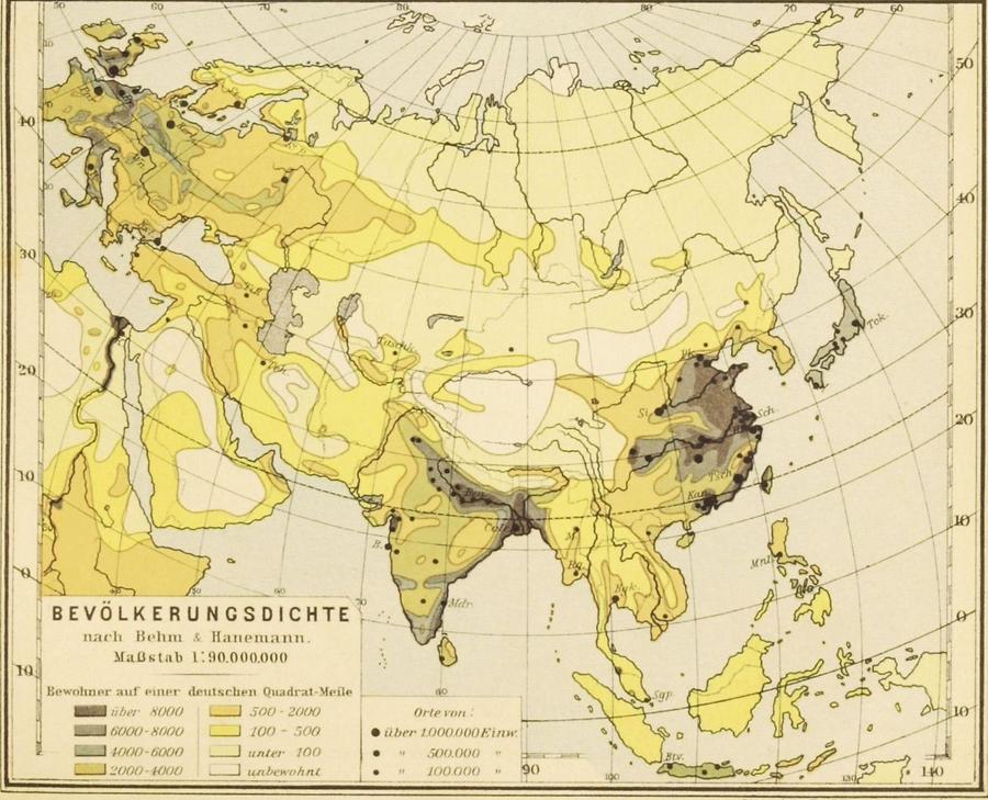 Illustration Asien - Bevölkerungsdichte