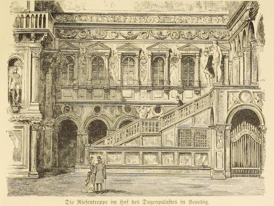 Illustration Die Riesentreppe im Hof des Dogenpalastes in Venedig
