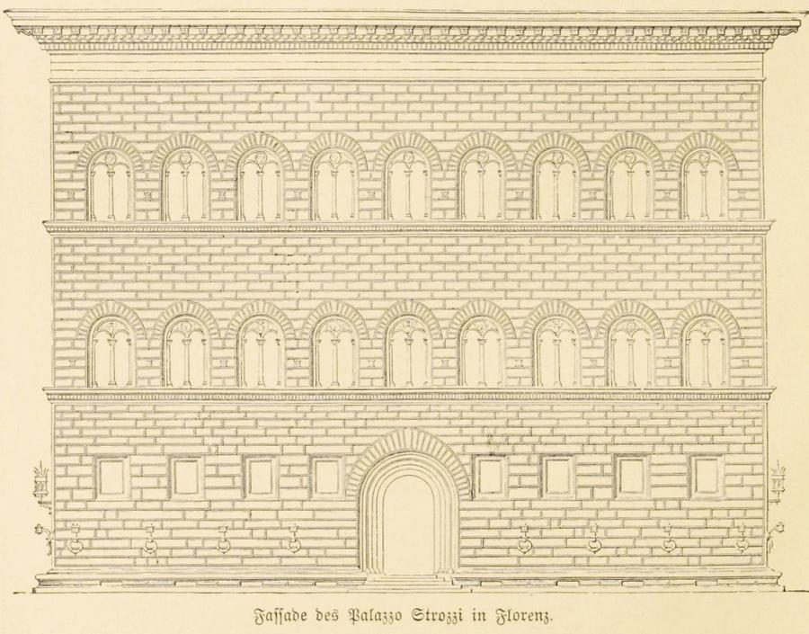 Illustration Fassade des Palazzo Stozzi in Florenz