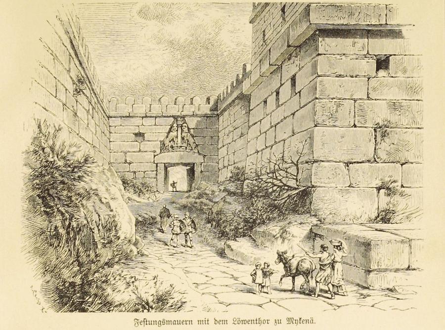Illustration Festungsmauern mit dem Löwentot von Mykene