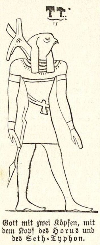 Illustration Gott mit zwei Köpfen, mit dem Kopf des Horus und des Seth-Python