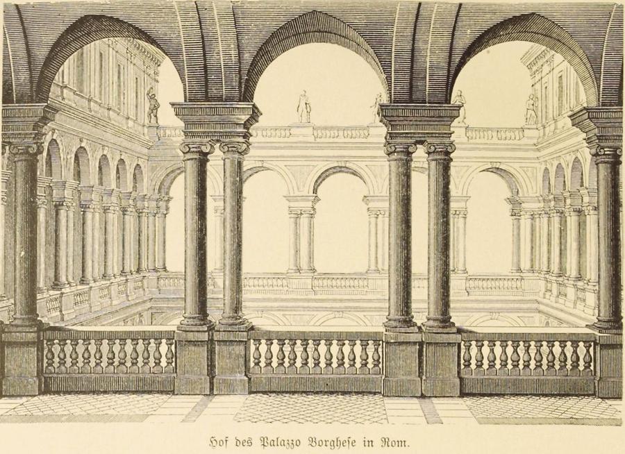 Illustration Hof der Palazzo Borghese in Rom