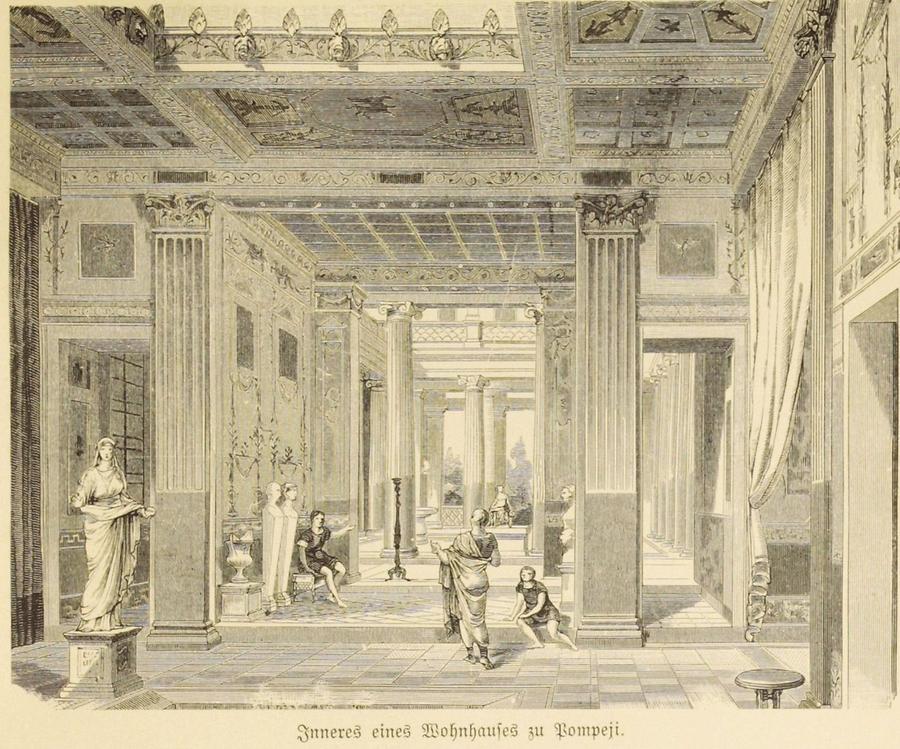Illustration Inneres eines Wohnhauses zu Pompeij