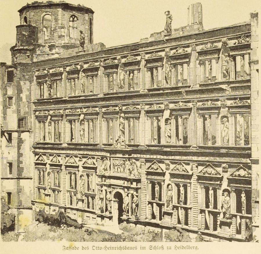 Illustration Fassade des Otto-Heinrichshauses im Schloss zu Heidelberg