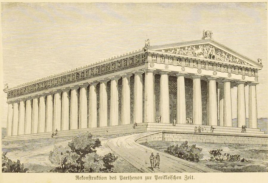 Illustration Rekonstruktion des Parthenon zur Perikleischen Zeit