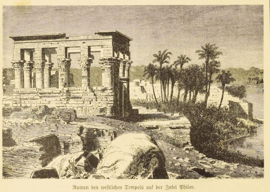 Illustration Ruinen des westlichen Tempels auf der Insel Philae