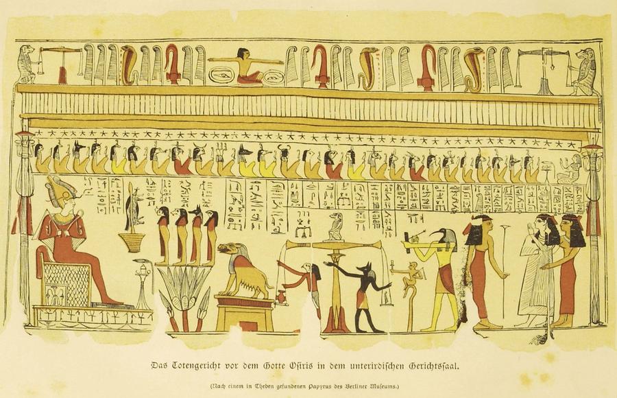 Illustration Das Totengericht vor dem Gotte Osiris in dem unterirdischen Gerichtssaal