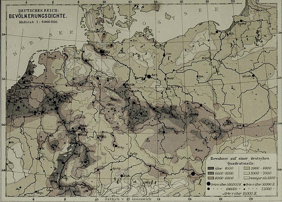 Illustration Deutsches Reich: Bevölkerungsdichte