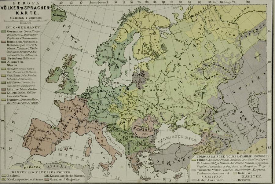 Illustration Europa: Völker- & Sprachenkarte