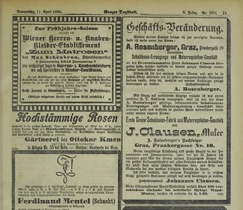Inserat Grazer Tagblatt 11.4.1895\Quelle: Österr. Nationalbibliothek - ANNO