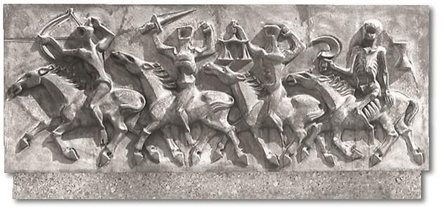 Kriegerdenkmal „Apokalyptische Reiter“, Enns 1964,  Bronze und Konglomerat