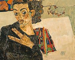 Egon Schiele, Selbstbildnis. Gemälde, 1911